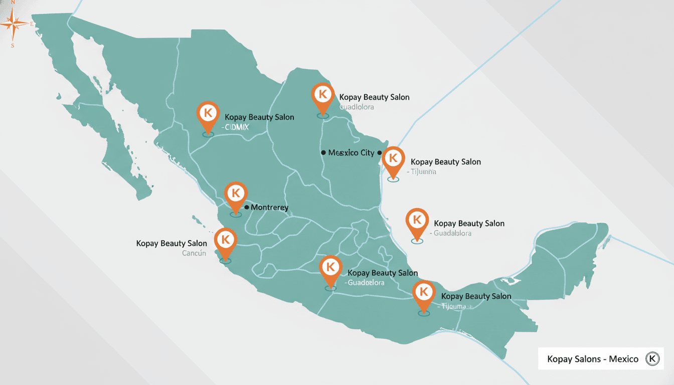 Mapa de sucursales Kopay en México